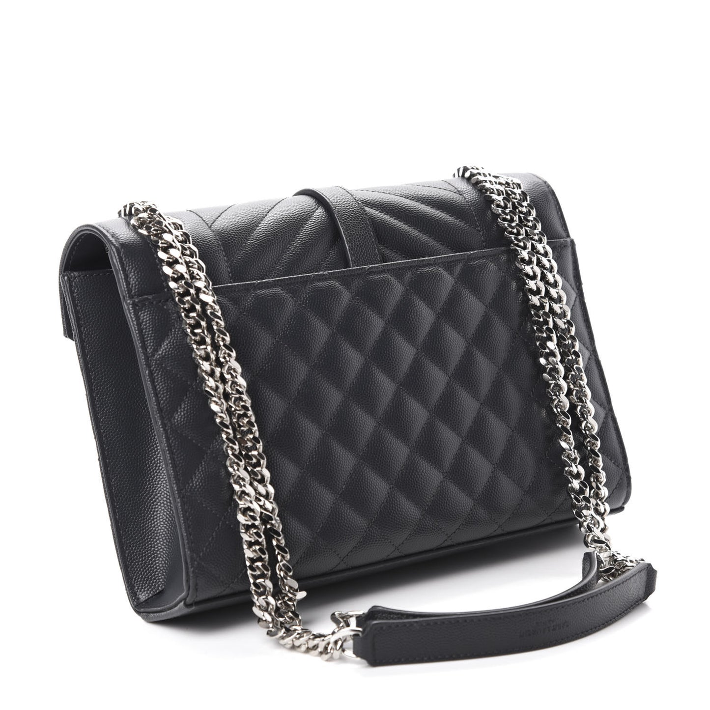 Grain De Poudre Textured Mixed Matelasse Medium Triquilt Monogram Satchel Dark Smoke