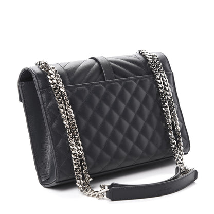 Saint Laurent Grain De Poudre Textured Mixed Matelasse Medium Triquilt Monogram Satchel Dark Smoke 3 of 10