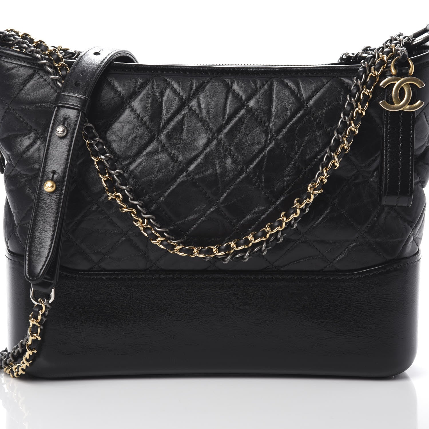 Chanel Aged Calfskin Quilted Medium Gabrielle Hobo Black 8 of 10