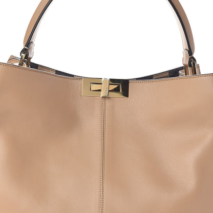 Fendi Vitello Seta Nabuk Pequin Large Peekaboo X-Lite Cuoio Tobacco Moro 6 of 8