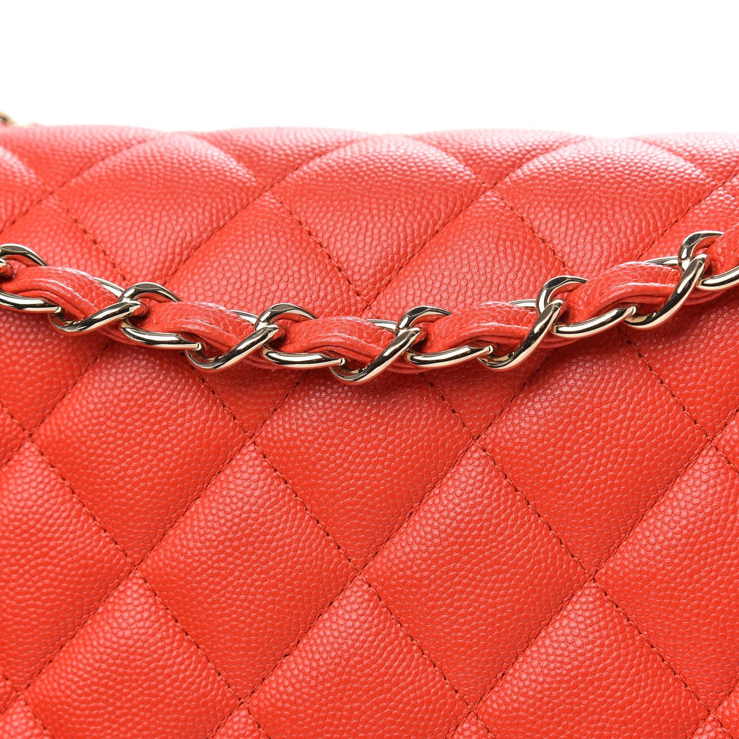 Caviar Quilted Jumbo Double Flap Red