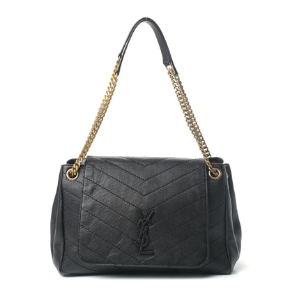 Saint Laurent Grain De Poudre Chevron Monogram Medium Nolita Black 1 of 10