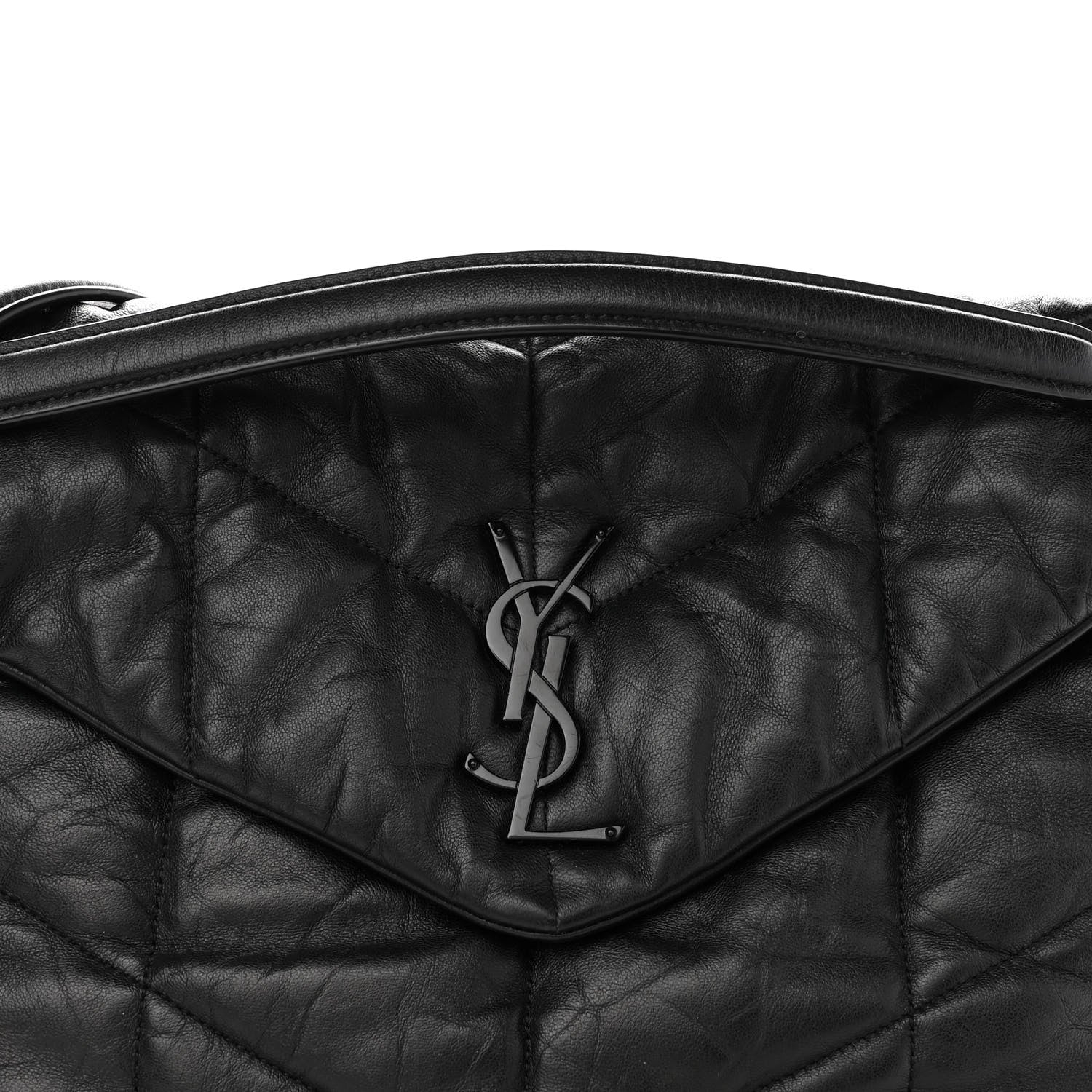 Saint Laurent Lambskin Quilted Monogram Monochrome Medium Loulou Puffer Chain Satchel Black 8 of 10