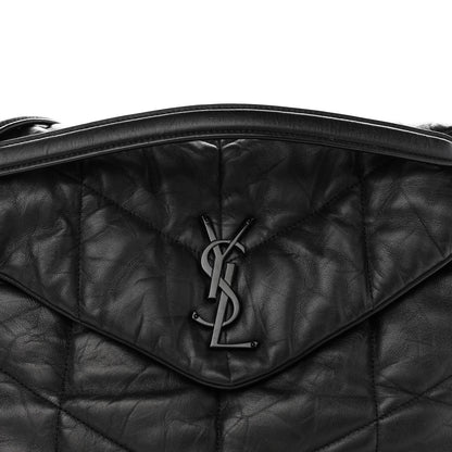 Saint Laurent Lambskin Quilted Monogram Monochrome Medium Loulou Puffer Chain Satchel Black 8 of 10