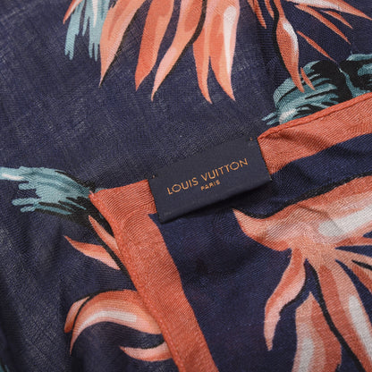 Louis Vuitton Cashmere Silk Wool Damier Scarf Navy 2 of 3