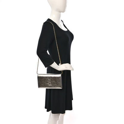 Saint Laurent Metallic Crinkled Calfskin Belle de Jour Chain Clutch Silver 2 of 9