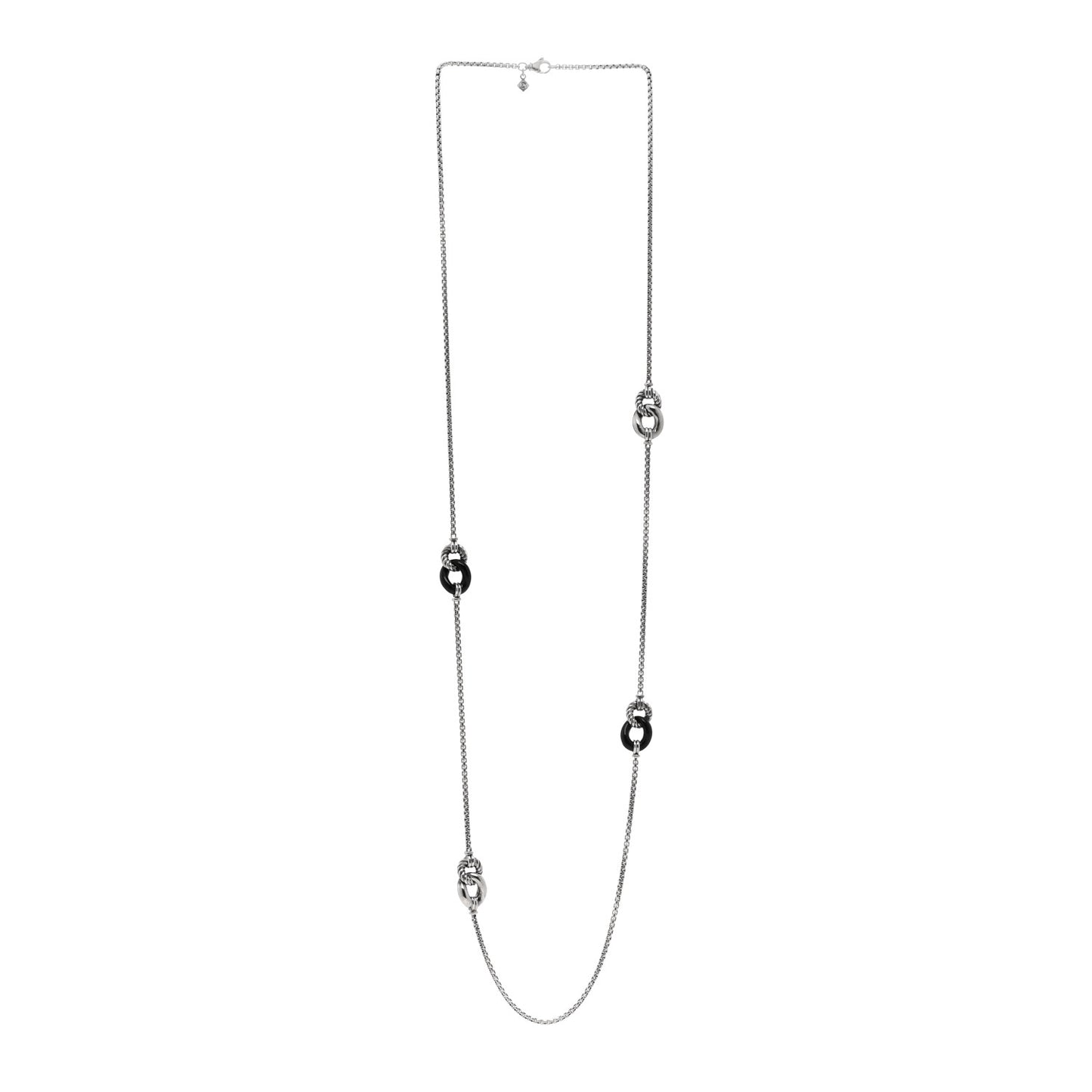 Sterling Silver Black Ceramic Belmont Station Necklace