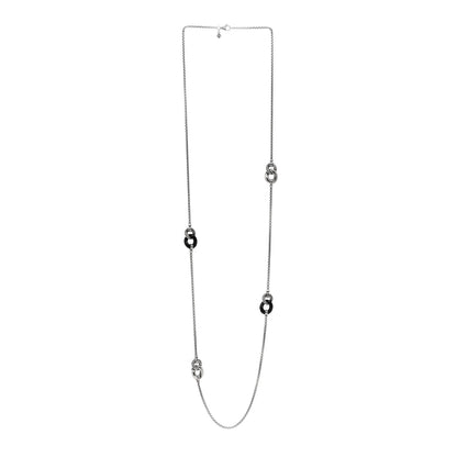 David Yurman Sterling Silver Black Ceramic Belmont Station Necklace 3 of 4