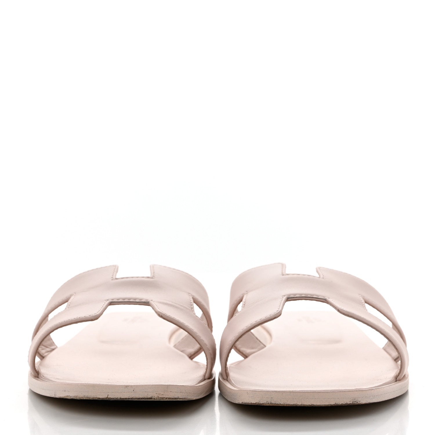 Hermes Box Calfskin Oran Sandals 41.5 Rose Pale 2 of 10