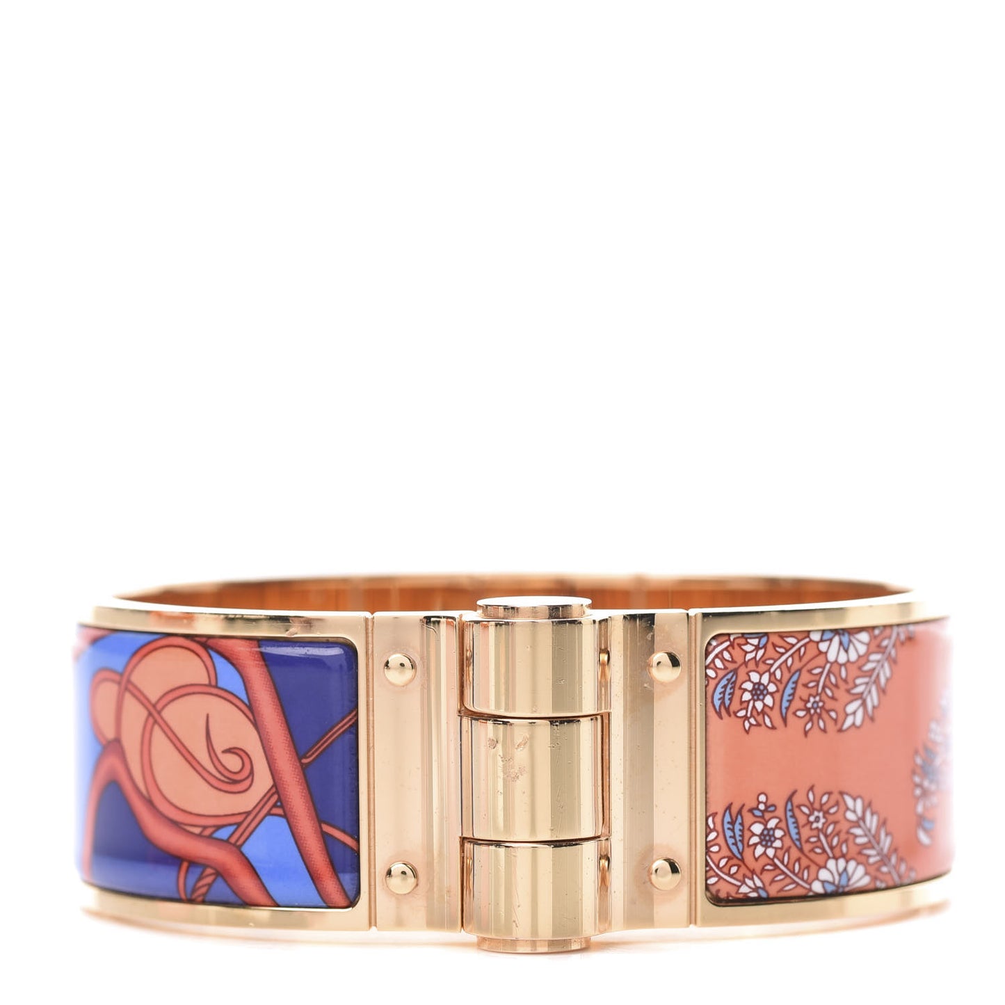 Enamel Printed Wide Coup De Fouet Au Bloc Hinged Bracelet M Rayon