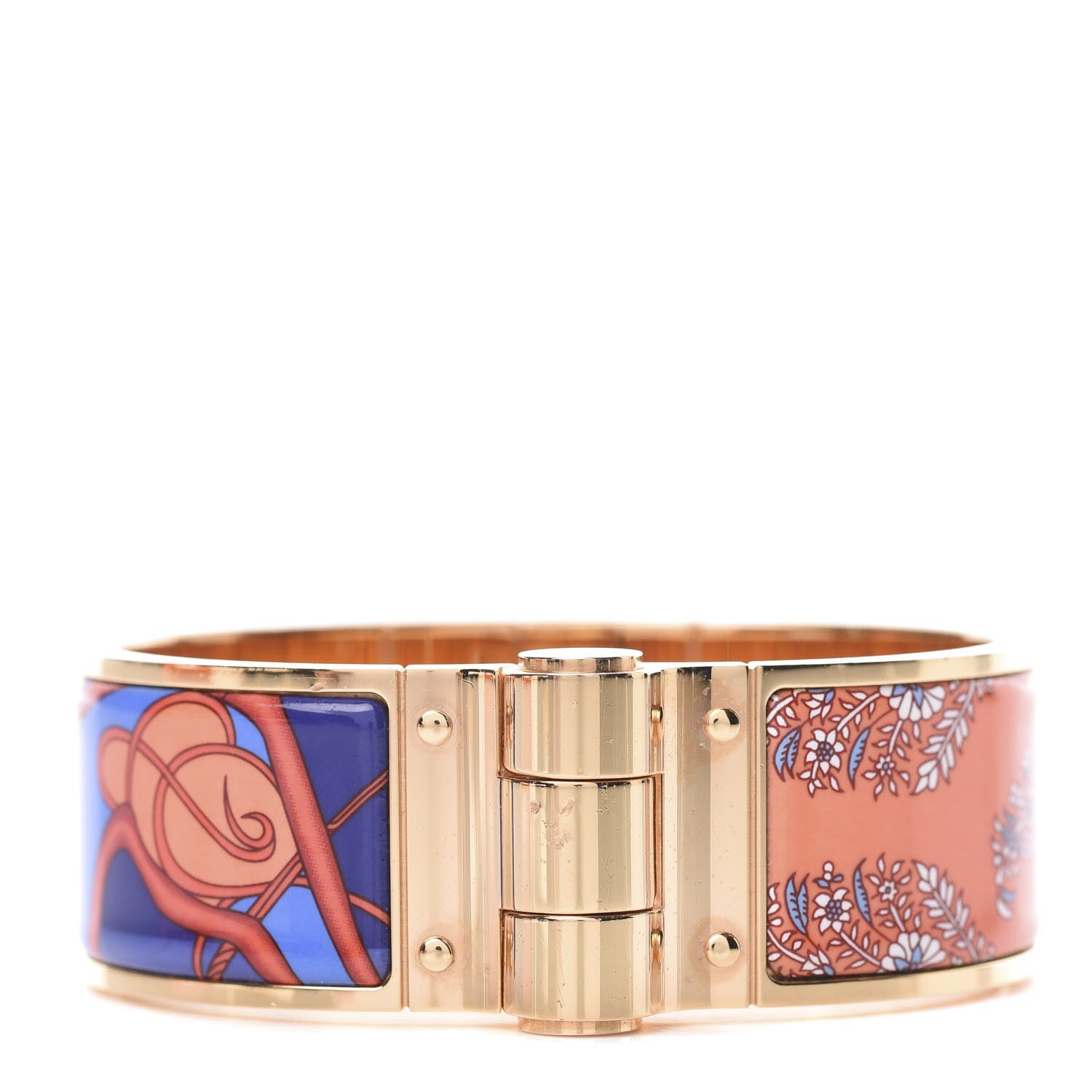 Hermes Enamel Printed Wide Coup De Fouet Au Bloc Hinged Bracelet M Rayon 1 of 7