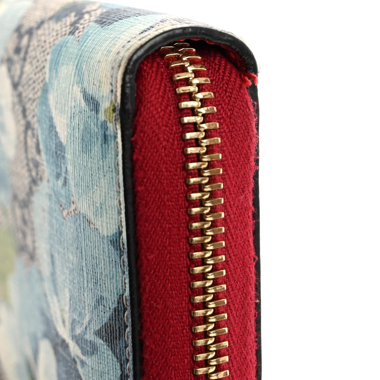 Gucci GG Supreme Monogram Blooms Zip Around Wallet Blue Red 13 of 17