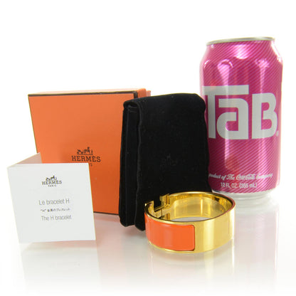 Hermes Enamel Clic Clac H Bracelet Wide Orange Gold 2 of 6