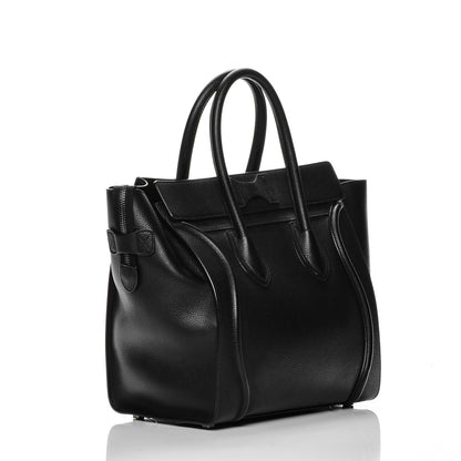 Celine Drummed Calfskin Mini Luggage Black 3 of 7