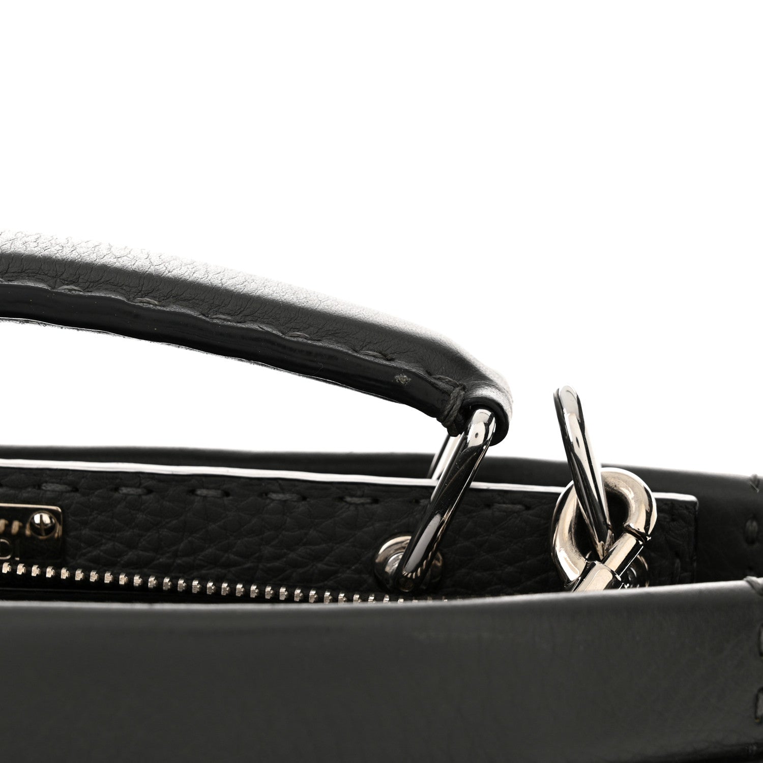 Fendi Cuoio Romano Selleria Mini Peekaboo Iconic Fit Satchel Asfalto Multicolor 12 of 12