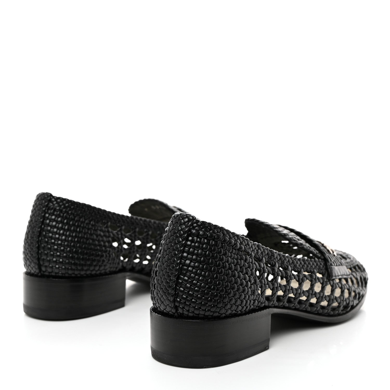 Chanel Shiny Braided Goatskin Loafers 37.5 Black 4 of 9