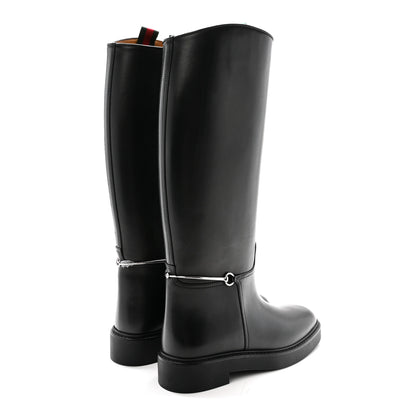 Gucci Marot Lux Michelangelo Slim Horsebit Riding Boots 37.5 Black 5 of 10