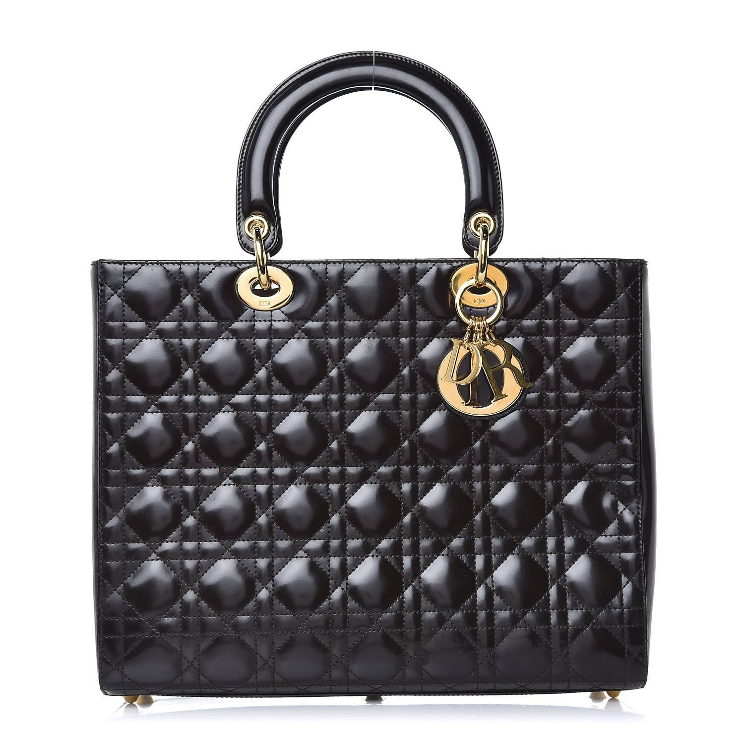 Christian Dior Patent Cannage Large Lady Dior Brown 1 of 8