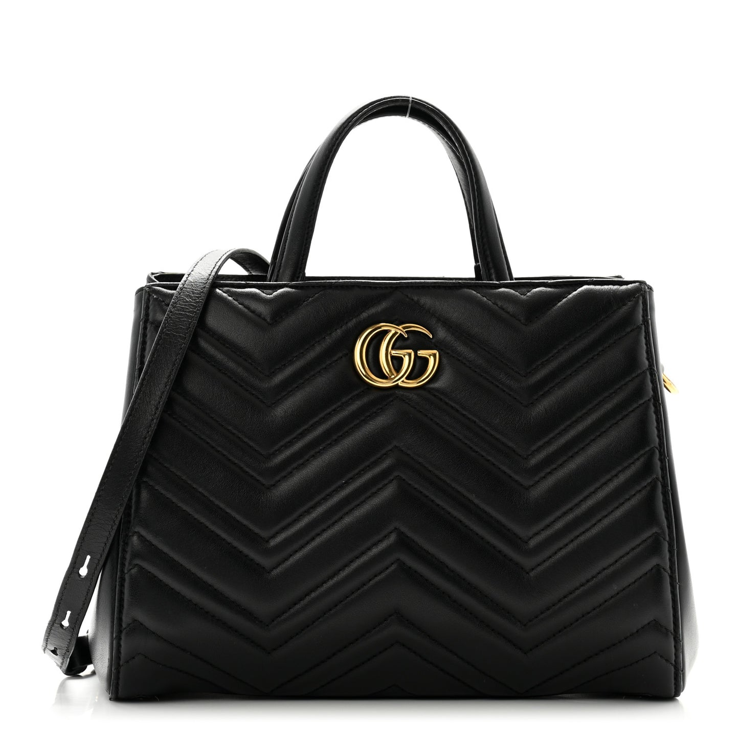 Calfskin Matelasse Small GG Marmont Tote Black