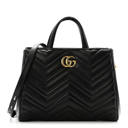 Gucci Calfskin Matelasse Small GG Marmont Tote Black 1 of 15