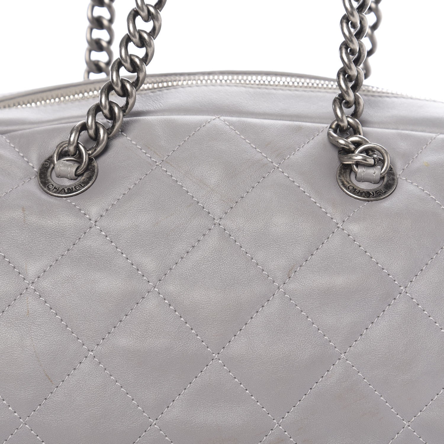 Chanel Calfskin Quilted Country Chic Bowler Grey 13 of 13