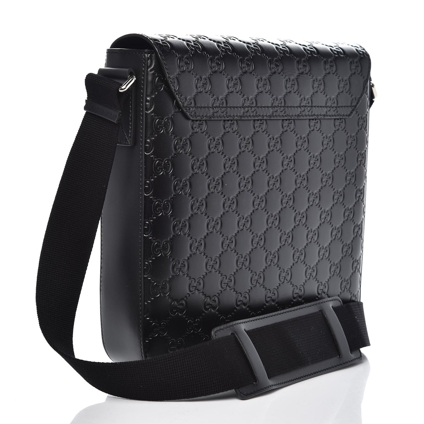 Guccissima Signature Single Buckle Flap Messenger Bag Black
