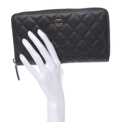 Chanel Caviar Quilted Large Zip Around Organizer Wallet Black 2 of 8