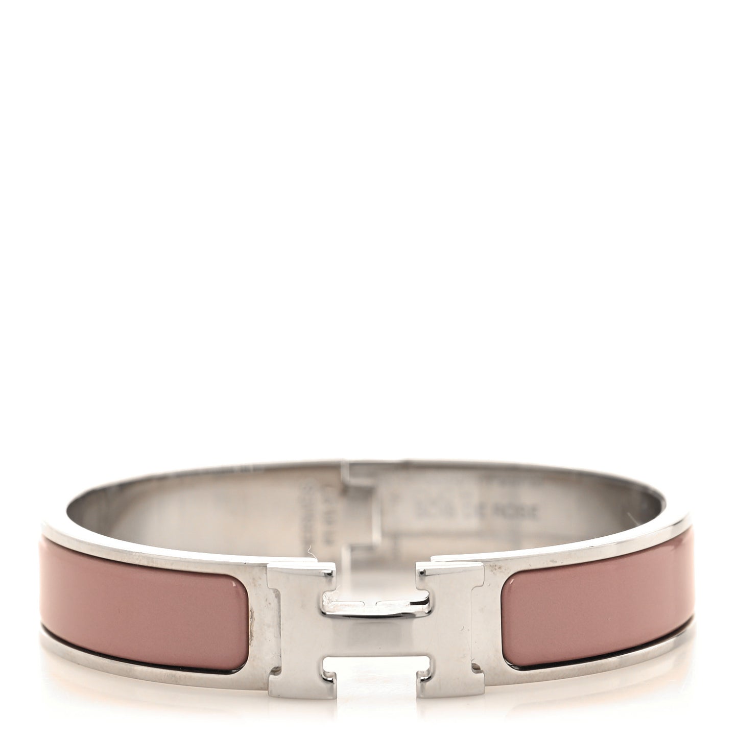Enamel Narrow Clic Clac H Bracelet PM Bois de Rose