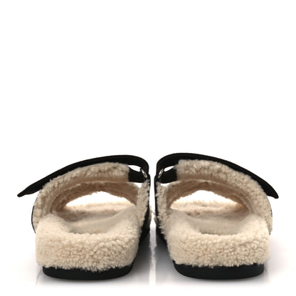 Hermes Suede Goatskin Woolskin Womens Chypre Sandals 38.5 Marron Ebene 6 of 10