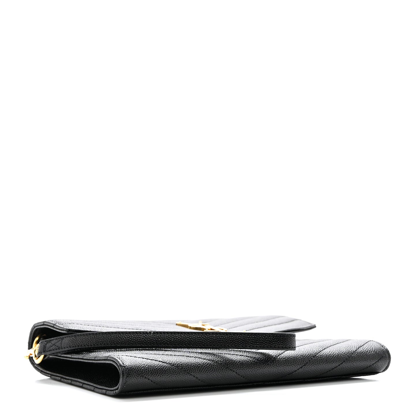 Grain De Poudre Matelasse Chevron Monogram Envelope Clutch Black