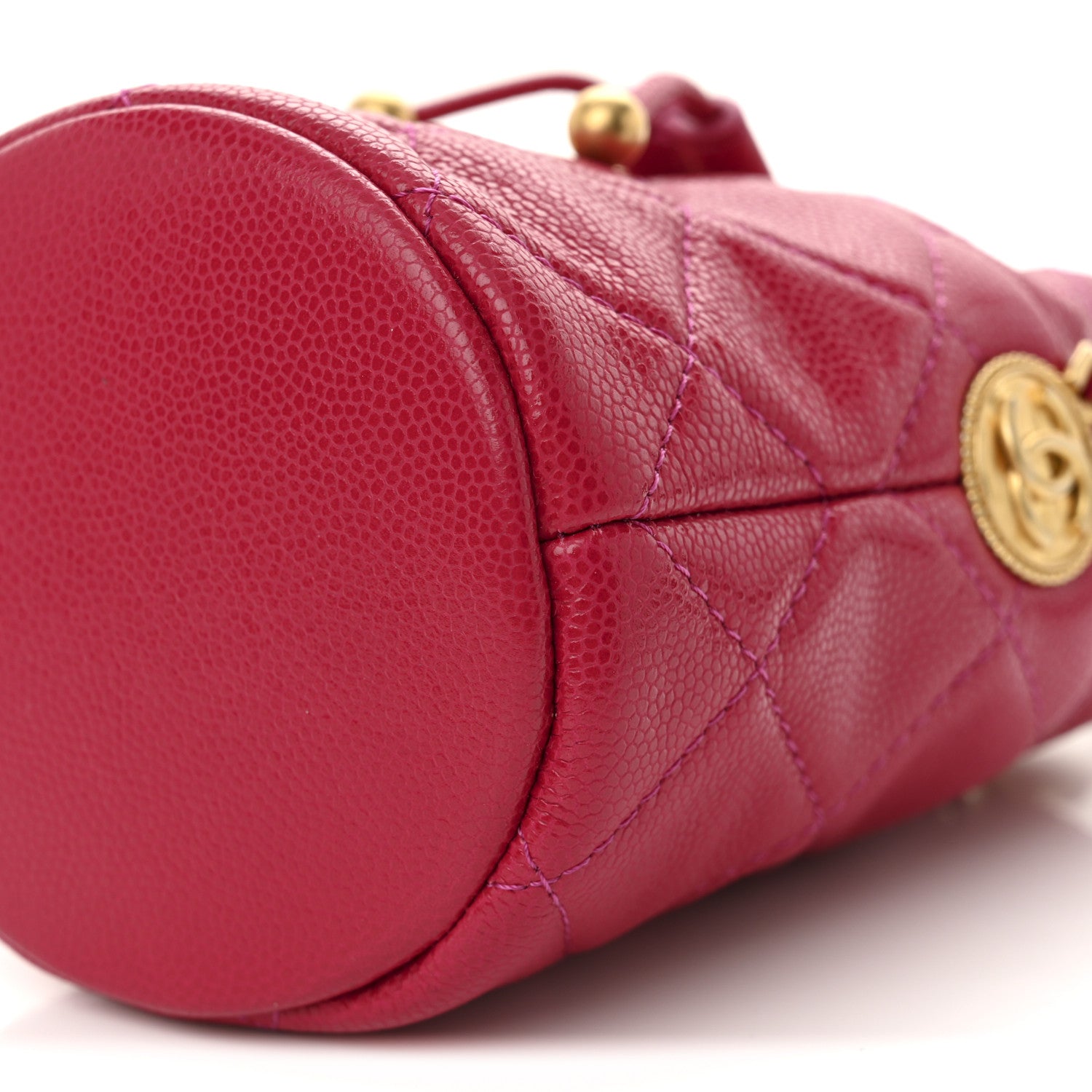 Chanel Caviar Quilted Twist Your Buttons Mini Bucket Bag Fuchsia 10 of 10