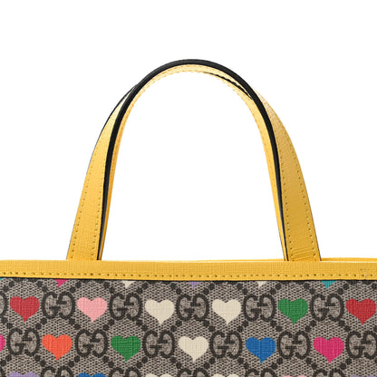 Gucci GG Supreme Monogram Hearts Childrens Tote Beige Ebony Multicolor Freesia 7 of 9