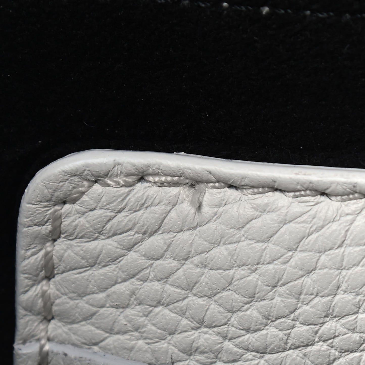 Grainy Calfskin Embossed Small Messenger White