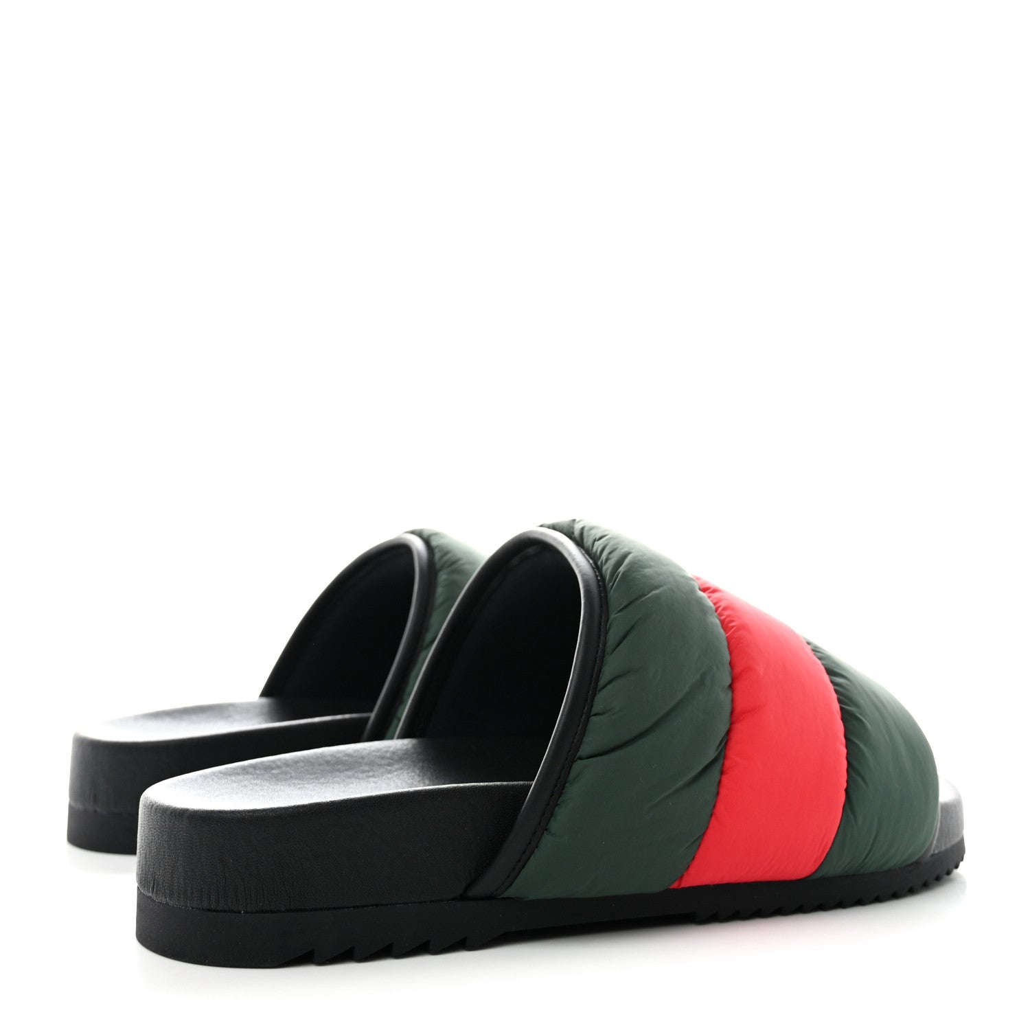 Gucci Nylon Web Womens Slide Sandals 40 Black Green Red 4 of 11