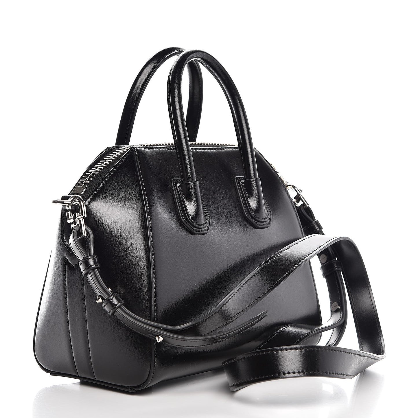 Shiny Lord Calfskin Mini Antigona Black