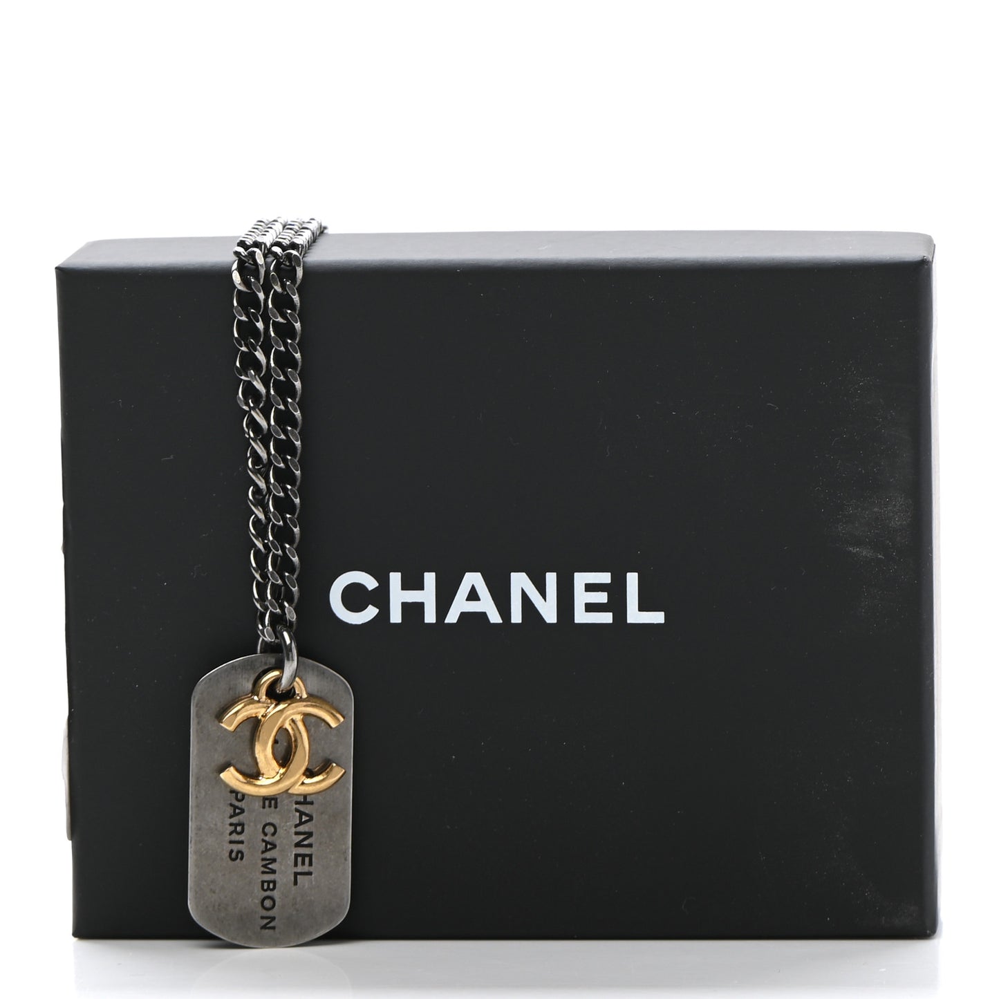 Ruthenium ID Dog Tag Charm Necklace Silver Gold