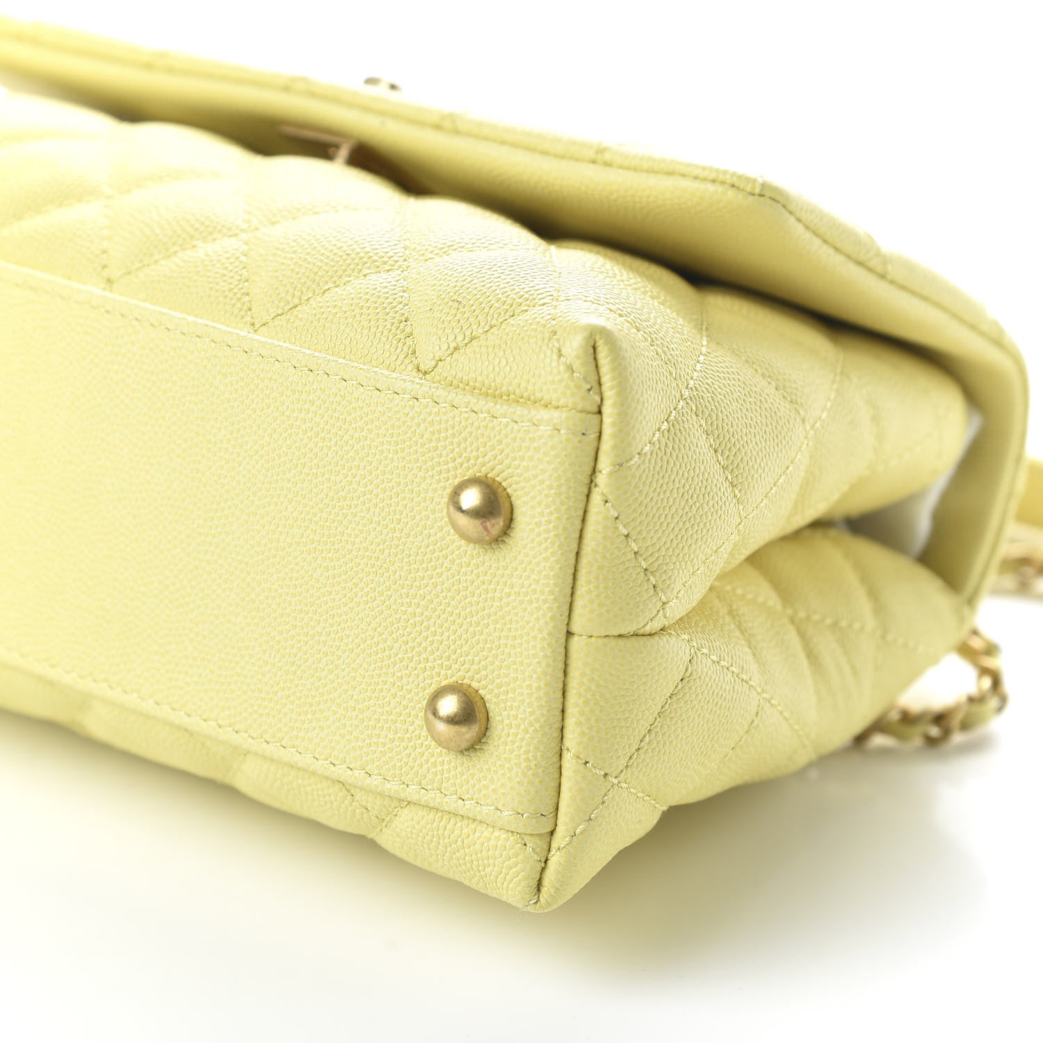 Chanel Caviar Quilted Mini Coco Handle Flap Yellow 7 of 11