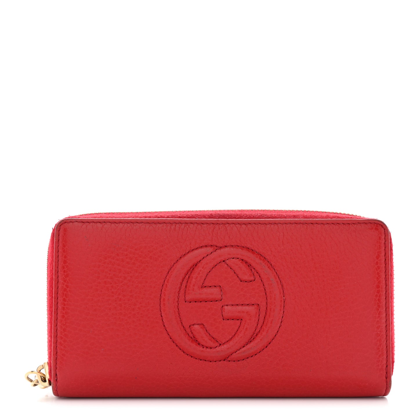 Pebbled Calfskin Soho Zip Around Wallet Red