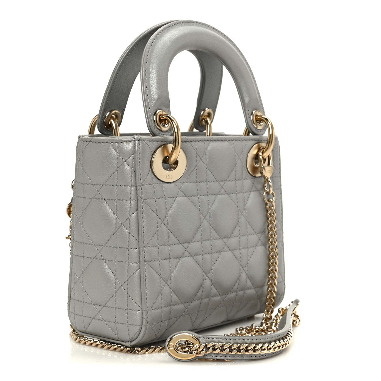 Christian Dior Lambskin Cannage Mini Lady Dior Gray Opaline 3 of 10