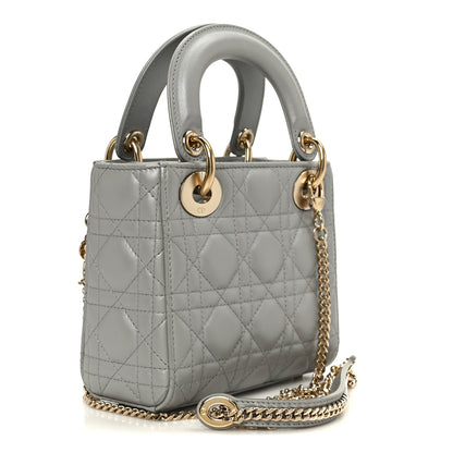 Christian Dior Lambskin Cannage Mini Lady Dior Gray Opaline 3 of 10