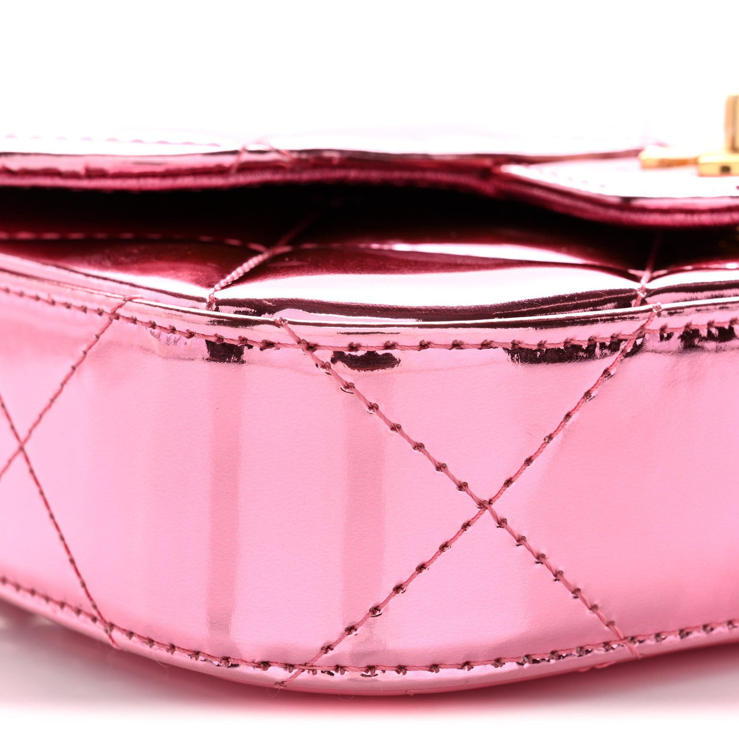 Chanel Mirror Metallic Calfskin Quilted Mini Top Handle Flap Pink 9 of 11