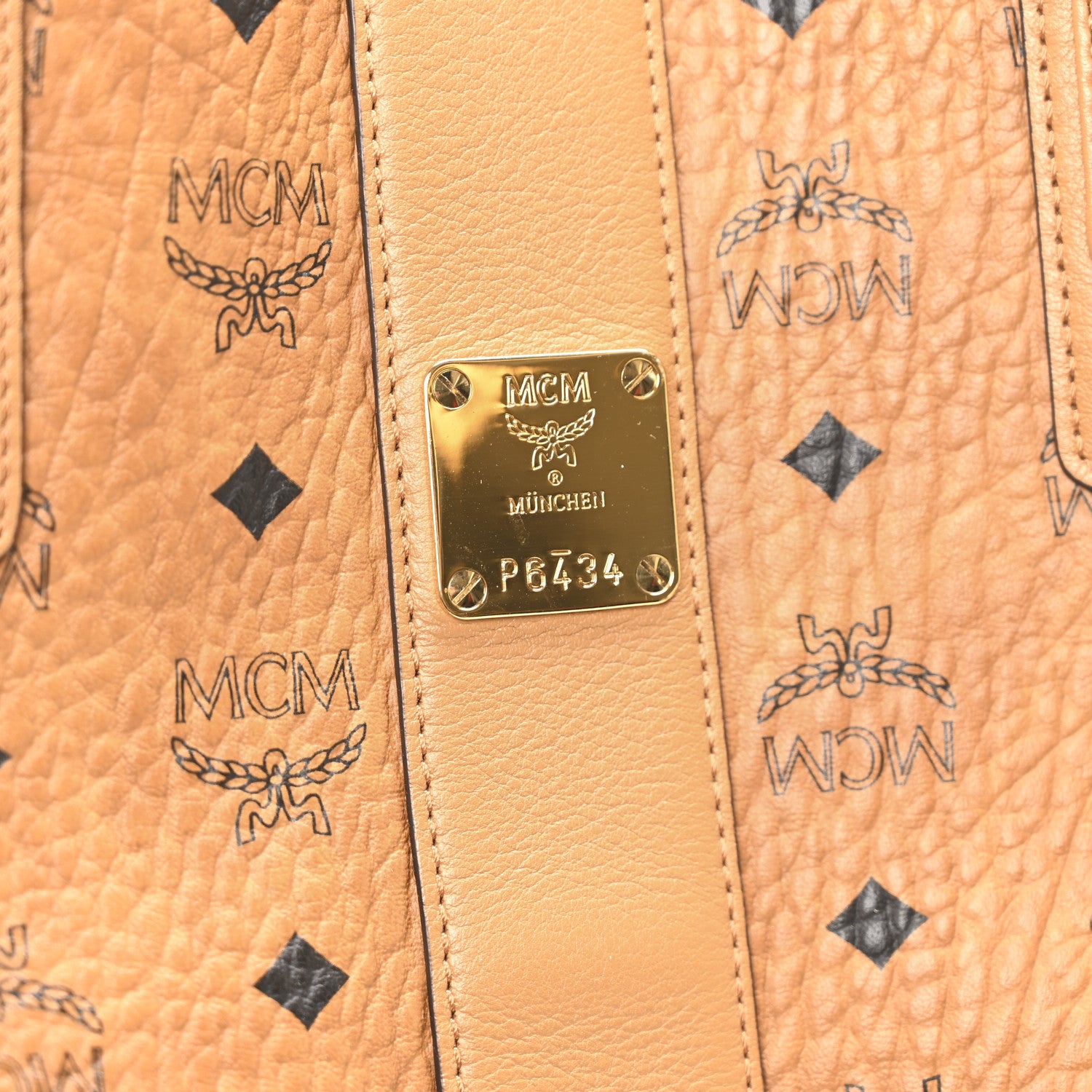 MCM Visetos Medium Liz Reversible Shopper Tote Cognac 6 of 9