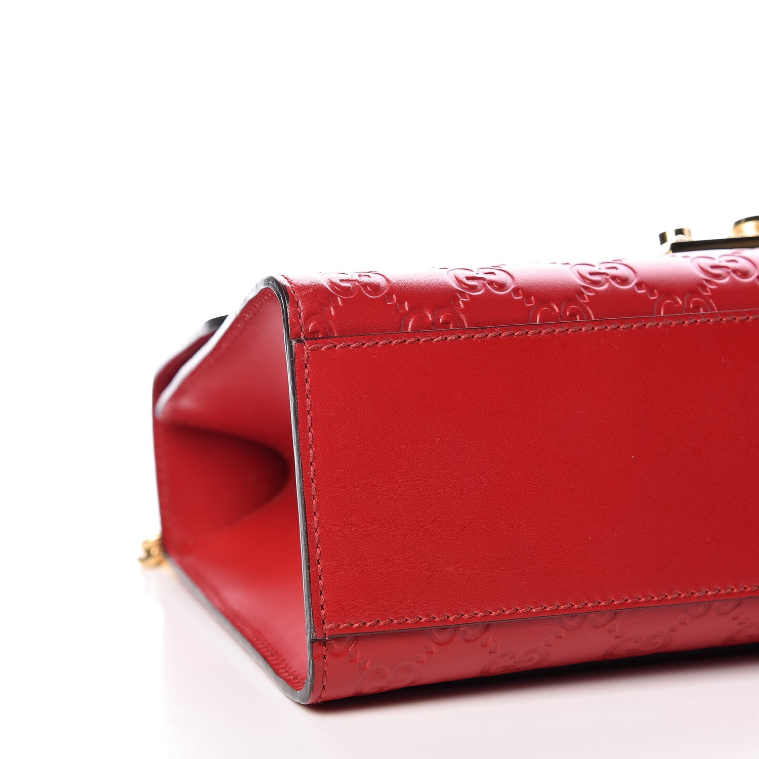 Gucci Guccissima Medium Padlock Shoulder Bag Hibiscus Red 5 of 9