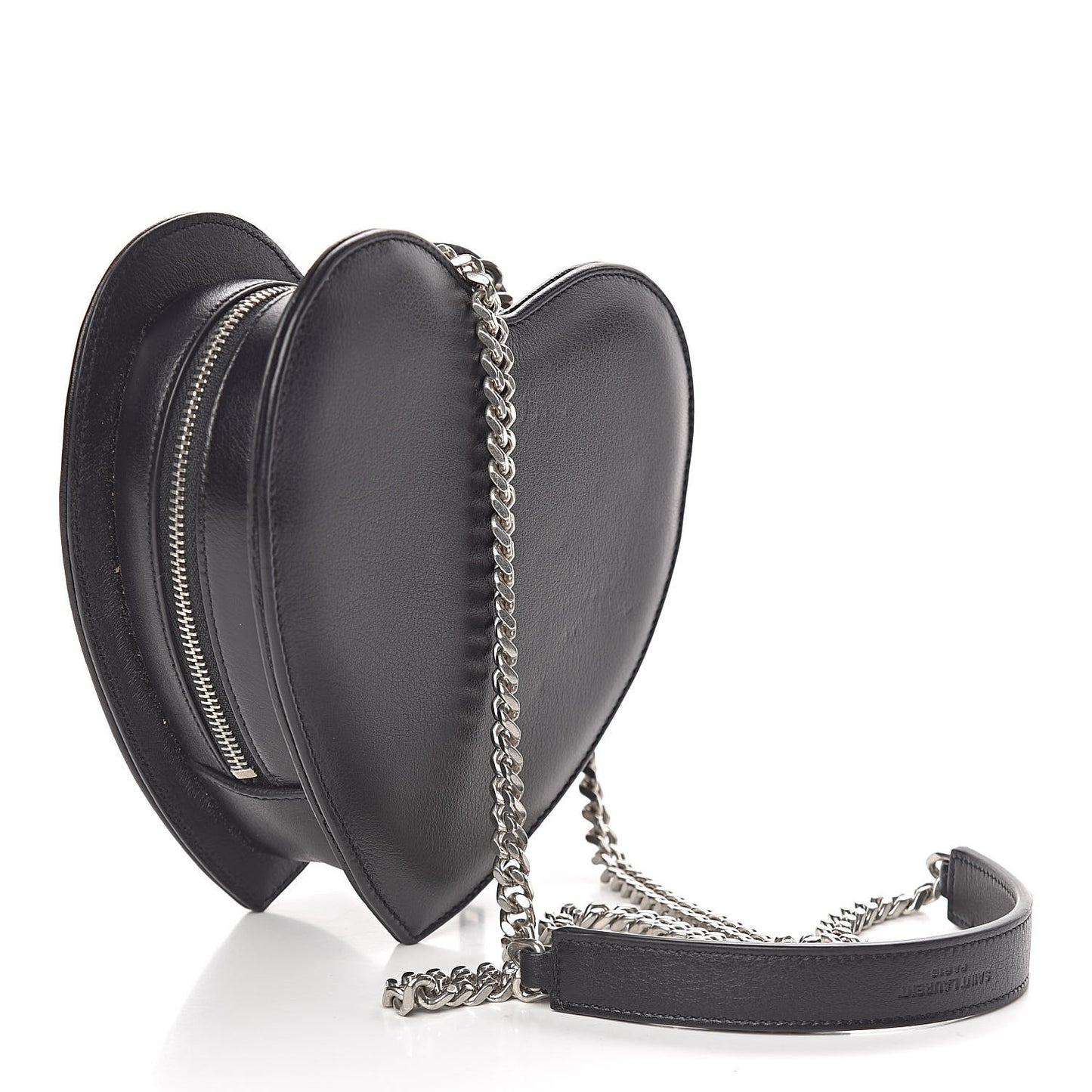 Calfskin Star Studded Small Love Heart Chain Bag Black