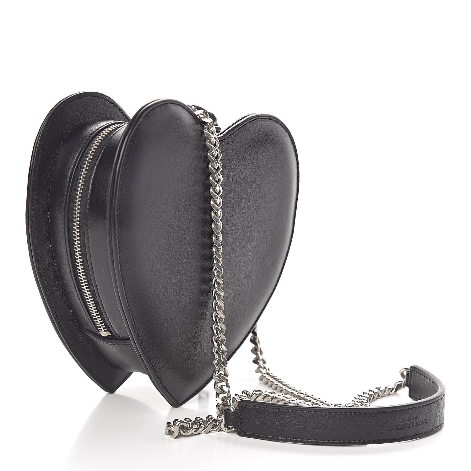 Saint Laurent Calfskin Star Studded Small Love Heart Chain Bag Black 3 of 12