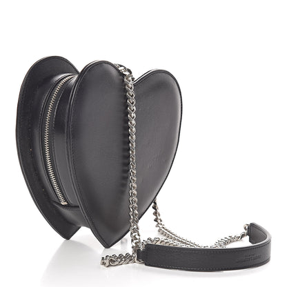 Saint Laurent Calfskin Star Studded Small Love Heart Chain Bag Black 3 of 12