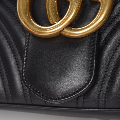 Gucci Calfskin Matelasse Medium GG Marmont Shoulder Bag Black 13 of 16