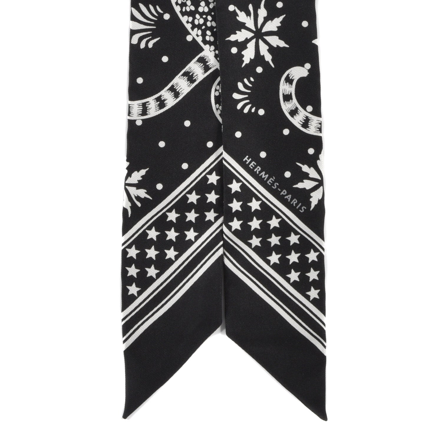 Hermes Silk Les Leopards Twilly Black White 2 of 4