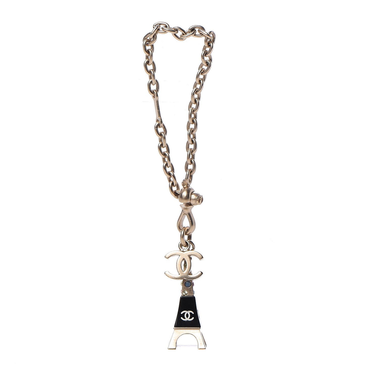 Crystal CC Eiffel Tower Bag Charm Gold