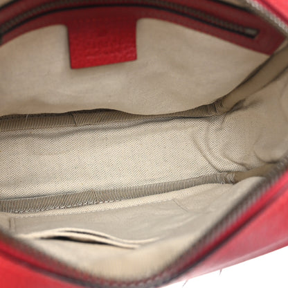 Gucci Grained Calfskin Logo Messenger Bag Hibiscus Red 5 of 9